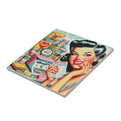 Carreau Retro Kitsch Belle fille Vintage (Côté)