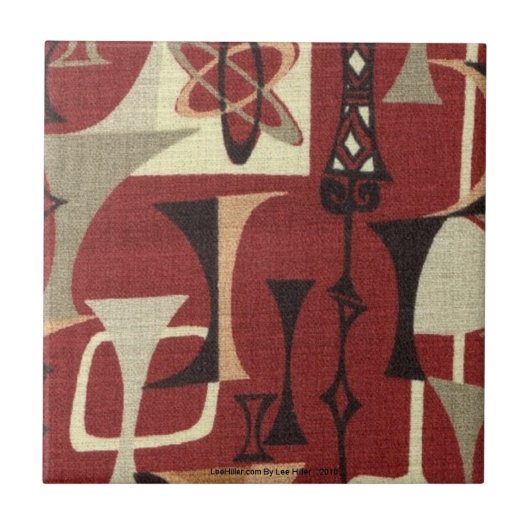 Carreau Retro les années 50 Atomic Print Brick Black Moss  (Devant)