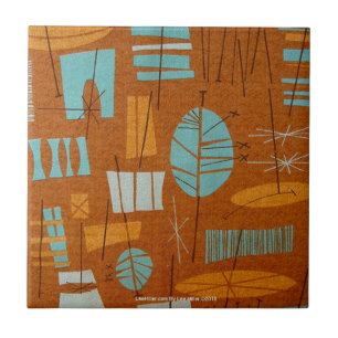 Carreau Retro les années 50 Atomic Tiki Imprimer Bronze Tu