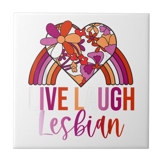 Carreau Retro Live Lauder Lesbian Rainbow Floral Heart Pri (Devant)