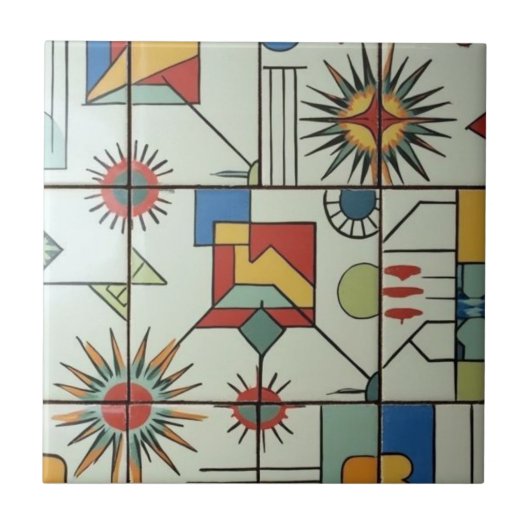 Carreau Retro Mid Century Modern Atomic Geometric Pattern (Devant)