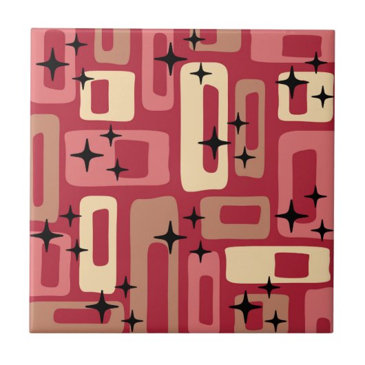 Carreau Retro Mid-Century Moderne Abstrait (Devant)