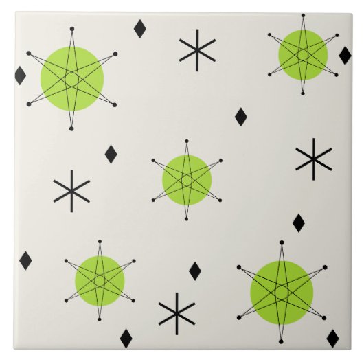 Carreau Retro Mid Mod Starburst Sky Chartreuse (Devant)