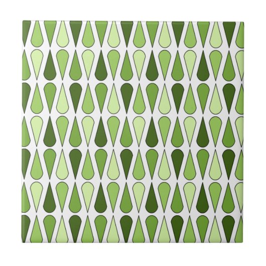 Carreau Retro Midcentury Teardrops Chartreuse (Devant)