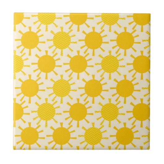 Carreau Rétro motif ensoleillé jaune (Devant)