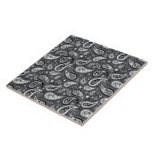 Carreau Rétro motif noir et gris de Paisley (Côté)