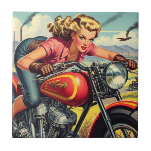 Carreau Retro Motorcicle Pin up (Devant)