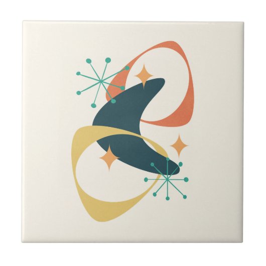 Carreau Retro Moyen Siècle de l'ère de l'espace atomique A (Devant)