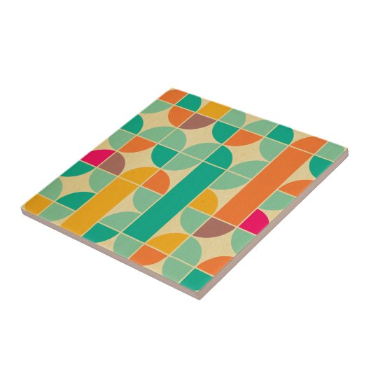 Carreau Retro multi couleur tendance 70's motif funky fun (Côté)