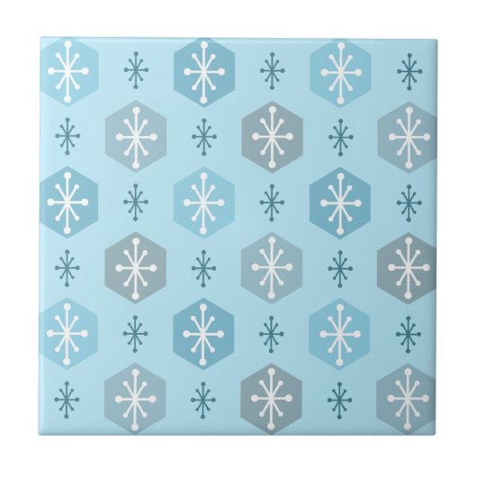 Carreau Rétro Noël Snowflakes Baby Blue (Devant)