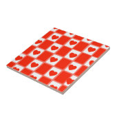 Carreau Retro Red Heart Checkerboard Pattern (Côté)