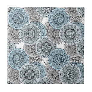 Carreau Rétro, rétro motif, bleu et gris, élégant