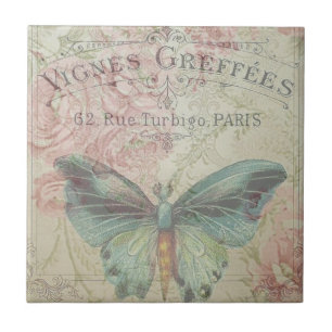 Carreau rétro, shabby chic, vintage, rustique du pays, flo