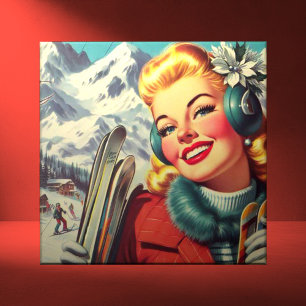Carreau Retro Ski Girl