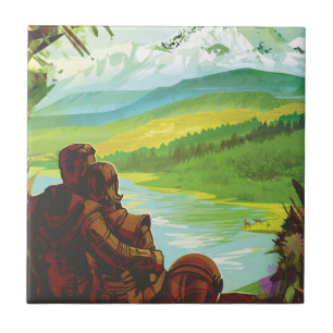 Carreau Retro Space Travel Poster-Une mission de science d