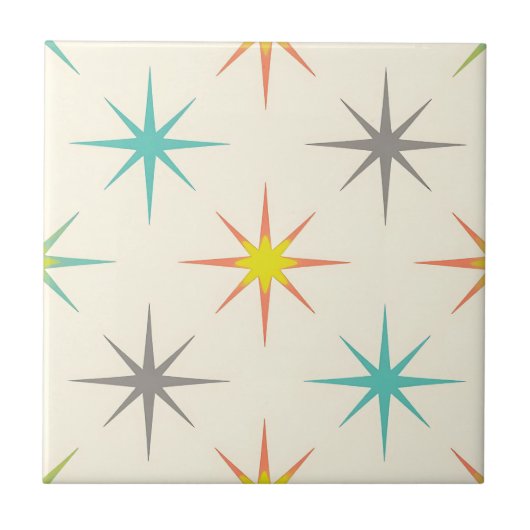 Carreau Retro Starburst Mid-Century Pattern (Devant)