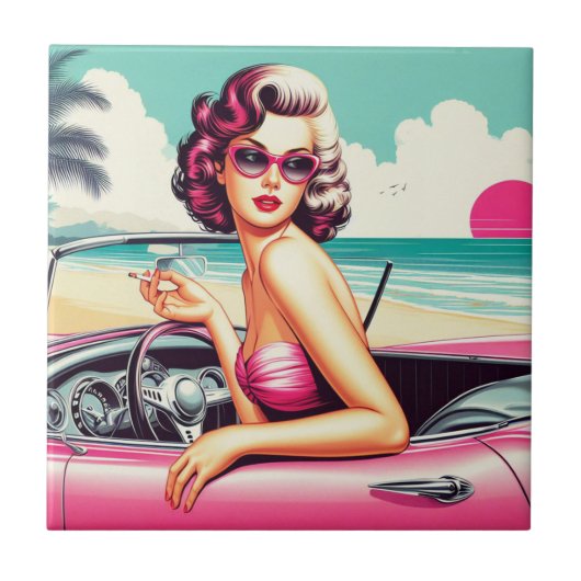 Carreau Retro Summer Girl (Devant)