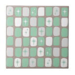 Carreau Rétro tuile de Starbursts de jade<br><div class="desc">Ces rétro jade et tuile blanche de Starbursts est tellement adorable âge d'espace que vous ne pourrez pas contenir votre enthousiasme. Et, pourquoi voudriez-vous à ? Caractéristiques de conception ce des années 1960 inspirées modernes de la moitié du siècle un arrière - plan gris de bruyère foncée et rangées des...</div>