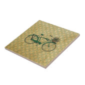 Carreau Rétro vélo vert avec le panier de fleur (Côté)