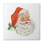 Carreau Rétro Vintage Jolly Santa Claus de Christmas<br><div class="desc">Carrelage en céramique avec une photo festive rétro. Le vieux Père Noël Jolly avec ses joues rousses et son sourire chaleureux et amical. Un peu de nostalgie de l'ancienne école pour les vieux temps,  cette image rappelle les souvenirs des célébrations du passé de Noël.</div>