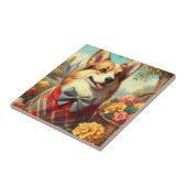 Carreau Retro Welsh Corgi Cardigan Peinture (Côté)
