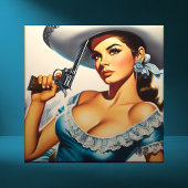 Carreau Retro Wild West Pin-up