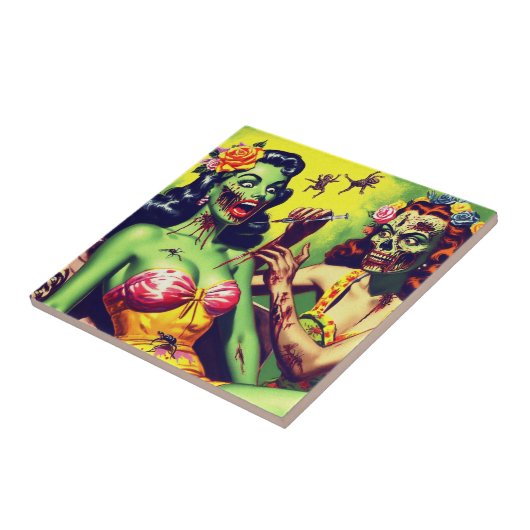 Carreau Retro Zombie Pin-up (Côté)