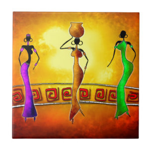 Carreau Rétros cadeaux vintages 03 de style de l'Afrique