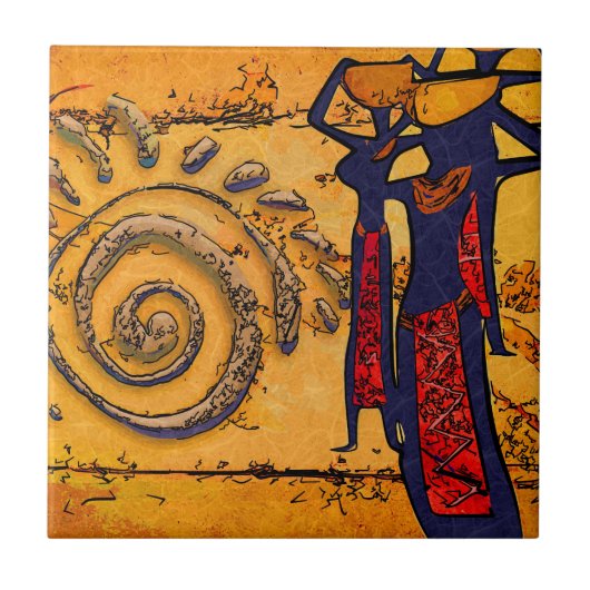 Carreau Rétros cadeaux vintages de style de l'Afrique (Devant)