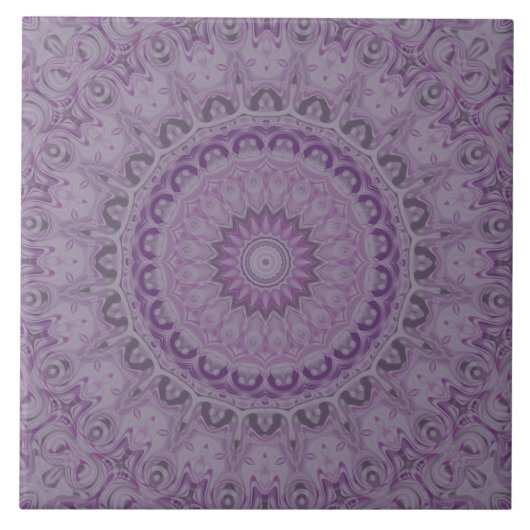 Carreau Rêve d'aquarelle Mandala dans les tons violets (Devant)