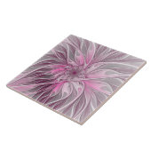 Carreau Rêve de fleur rose fractal, Motif d'Imaginaire flo (Côté)