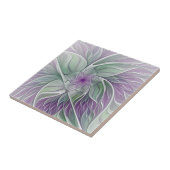 Carreau Rêve de fleurs, Abstrait violet vert Fractal Art (Côté)