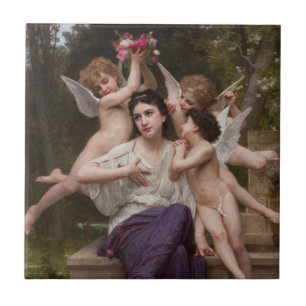 Carreau Rêve de printemps, Dream of Spring par Bouguereau