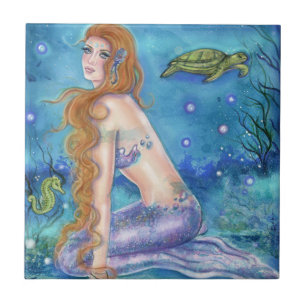 Carreau Rêver sur les marées aquamarines par Renee Lavoie 