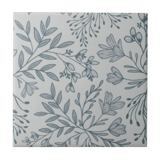 Carreau Rêves de Prairie Florale Enchantée L4 Gris Bleu