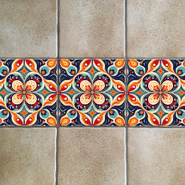 Carreau Revisité floral de l'art populaire mexicain
