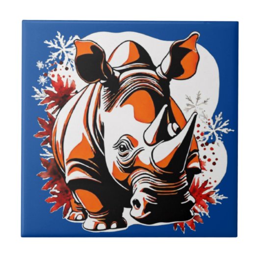 Carreau rhino mignon de Noël (Devant)