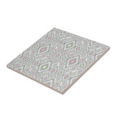 Carreau Rhombus gris, vert, rose sur un blanc (Côté)