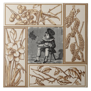 Carreau Rhyme de la petite fille victorienne Jack Horner