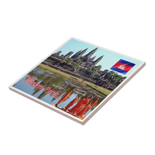 Carreau Rif. KH Cambodge, Siem Reap, Vue d'Angkor Vat (Côté)