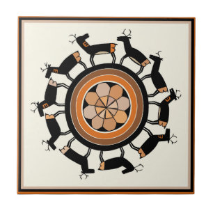 Carreau Rituel des cerfs tribaux Mimbres