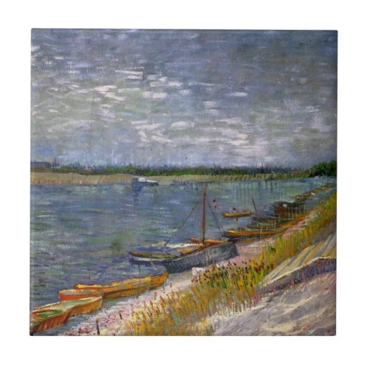 Carreau Rivière avec bateaux à rames par Vincent van Gogh (Devant)