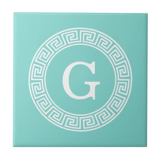 Carreau Robin Oeuf Wht Grille Grecque Cadre Rnd Initial Mo (Devant)