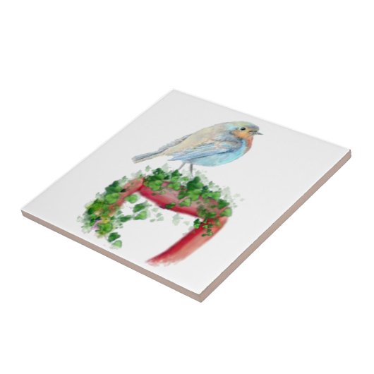 Carreau Robin, Oiseau, Aquarelle, Nature (Côté)