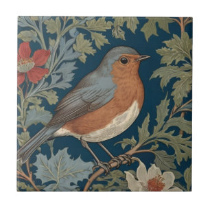 Carreau Robin Red Breast Bird William Morris style Droite