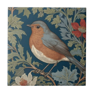 Carreau Robin Red Breast Bird William Morris style Gauche