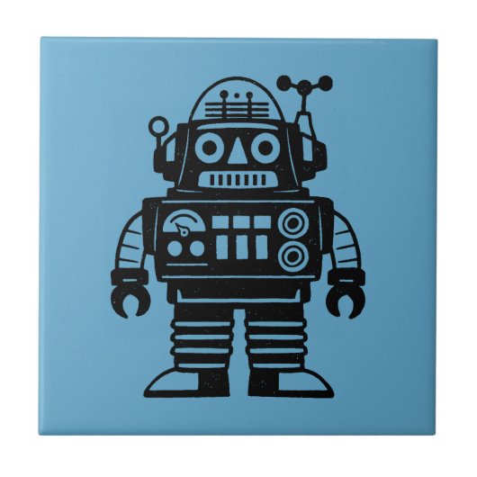 Carreau Robot Inspiré du Milieu du Siècle Rétro (Devant)