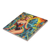 Carreau Robot vintage Sci-Fi Pin-up (Côté)