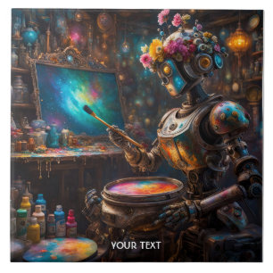 Carreau Robot Vivid Mignonne Imaginaire Avec Pinceau