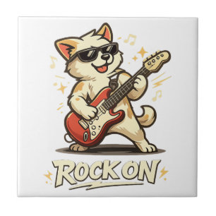 Carreau Rock On Guitare Chien Drôle Musique Rock